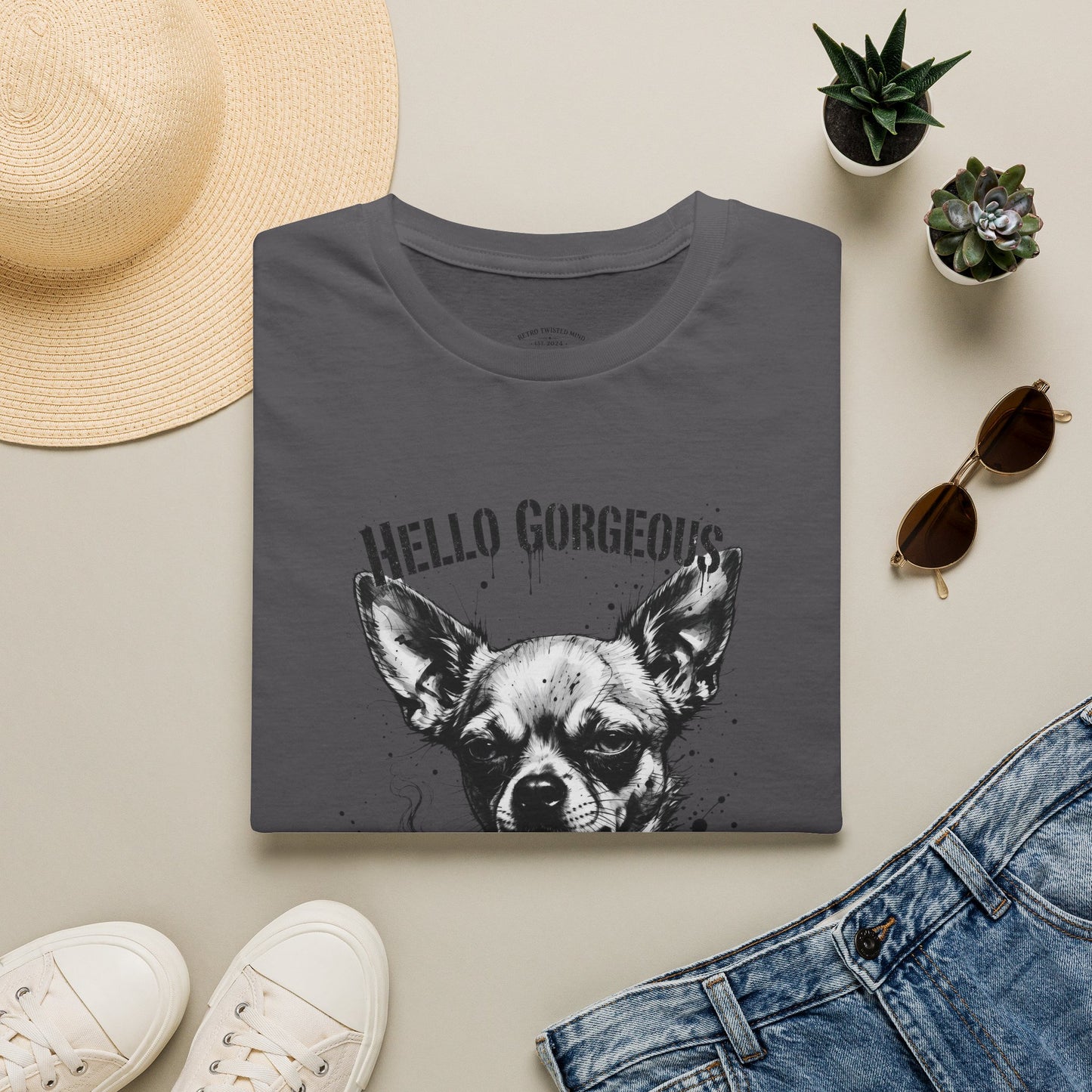 Chihuahua 'Hello Gorgeous' Tee - Cute Dog Graphic T-Shirt