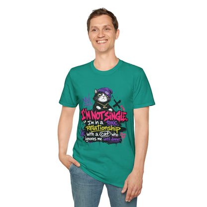 T‑Shirt — “I’m Not Single: I’m in a Toxic Relationship with a Cat” Graphic Tee