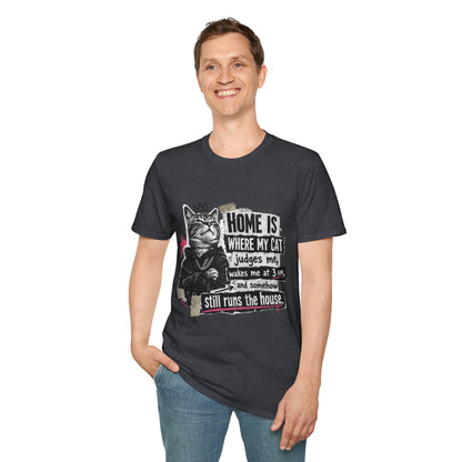 Cat T-Shirt — "Home Is Where My Cat Judges Me" Funny Graphic Tee