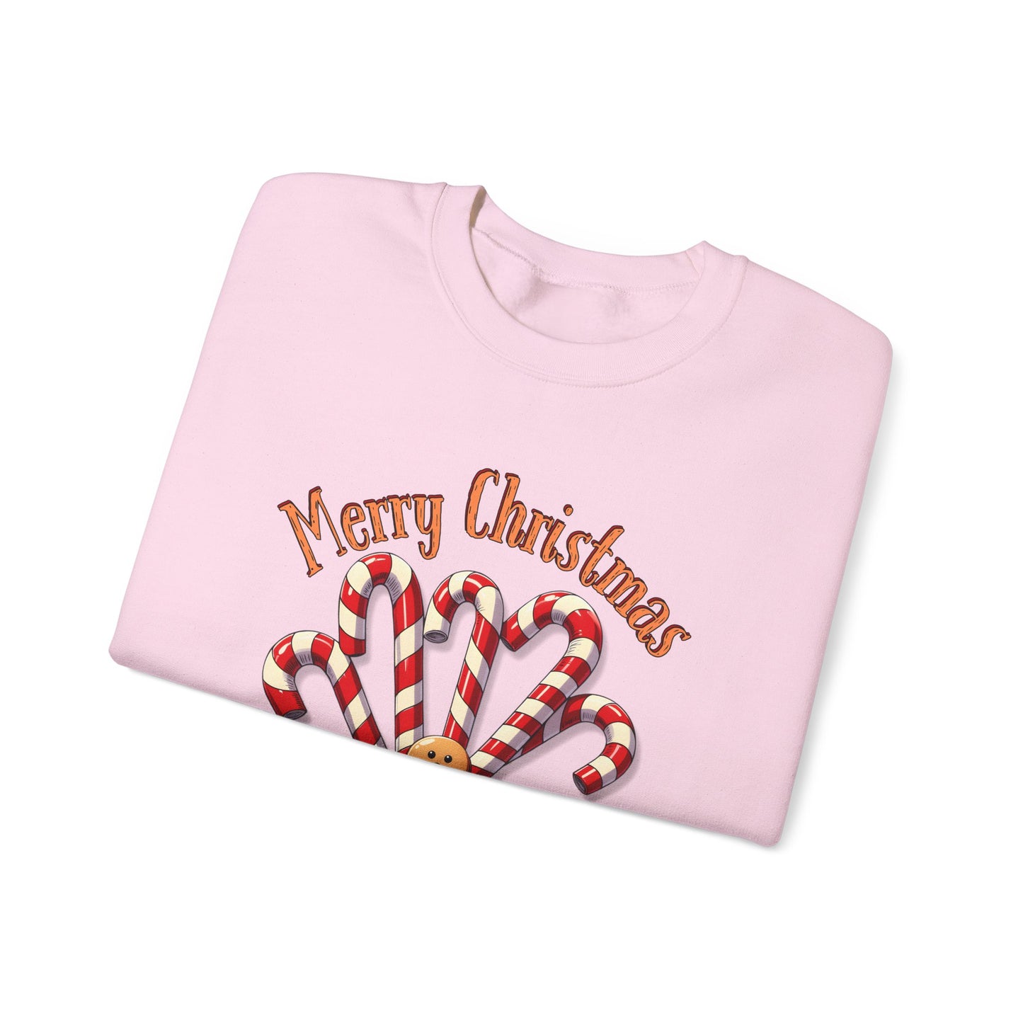 Christmas Candy Canes Crewneck Sweatshirt — "Merry Christmas" Gingerbread Holiday Sweater