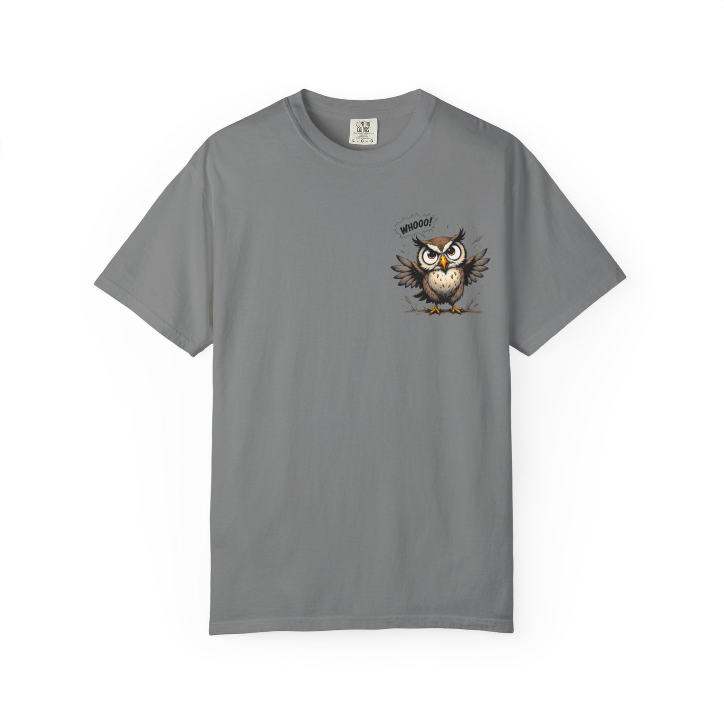 Witty Owl Graphic Tee — "Whooo?" Cute Cartoon Owl T-Shirt