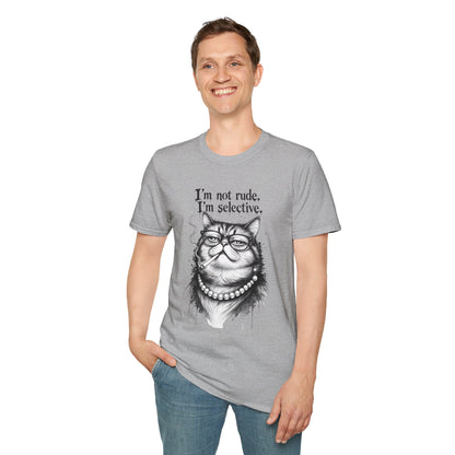 Cat Graphic T‑Shirt — "I'm Not Rude, I'm Selective" Funny Cat Tee