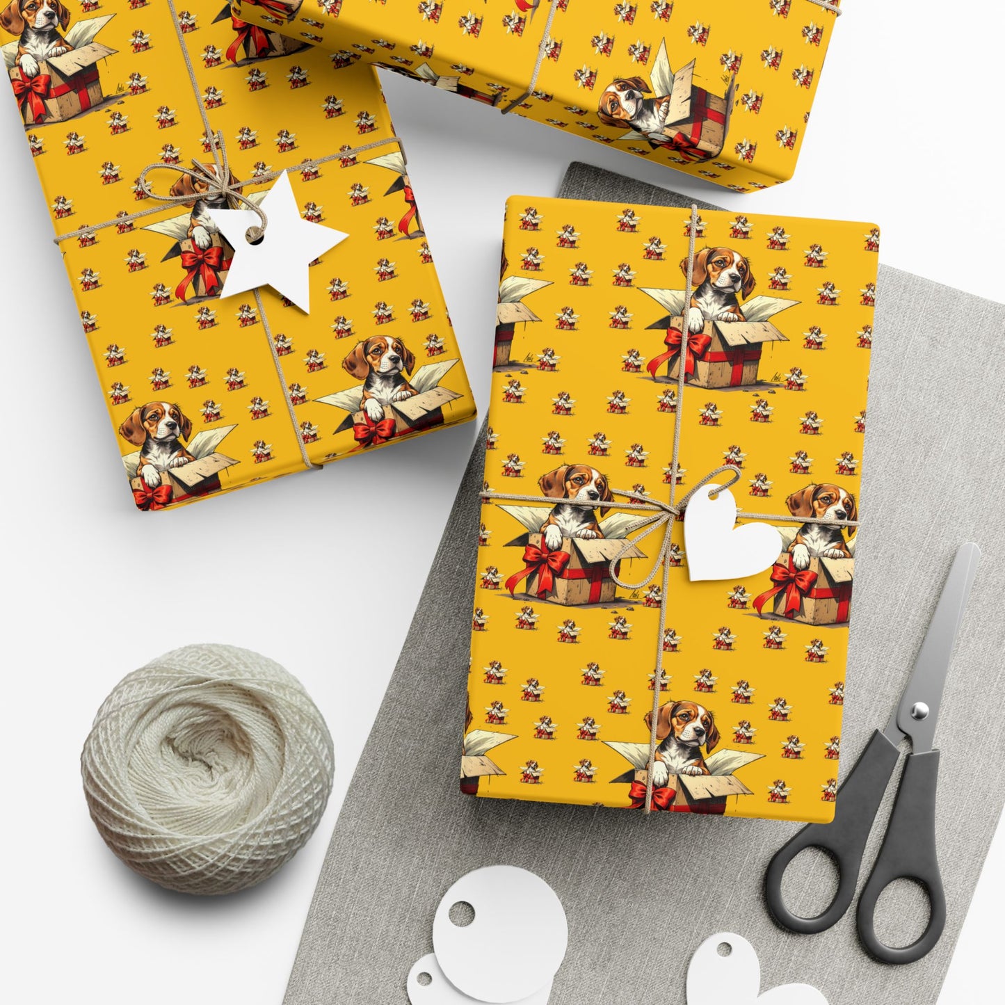 Dog & Gift Pattern Gift Wrap Paper — Cute Puppy Present Wrapping Sheets
