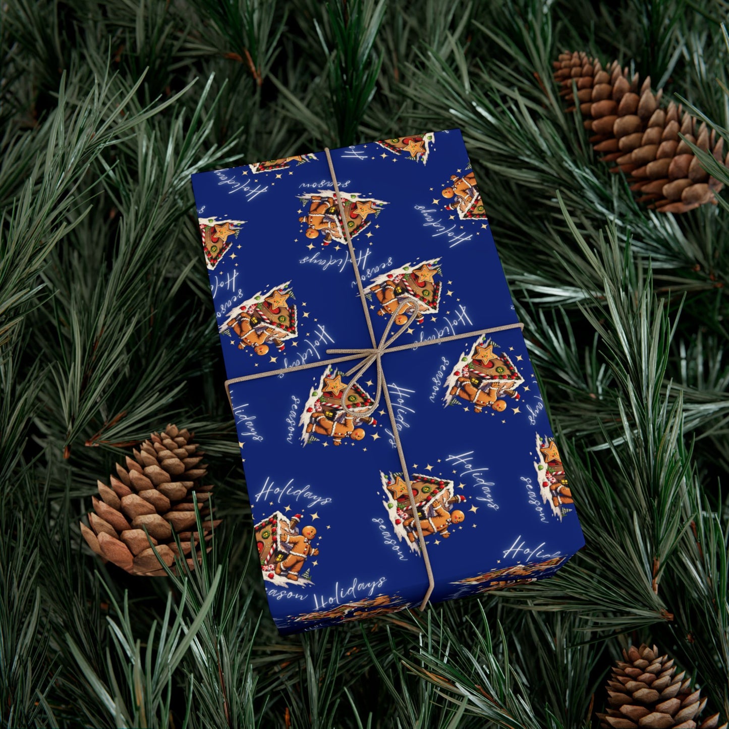 Copy of Gift Wrap — Blue Holiday Nativity Patterned Wrapping Paper