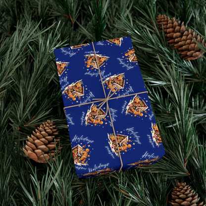 Copy of Gift Wrap — Blue Holiday Nativity Patterned Wrapping Paper