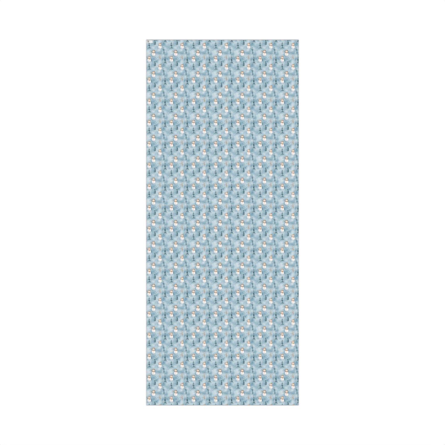 Snowman & Pine Holiday Gift Wrap Paper — Blue Winter Christmas Wrapping Sheets