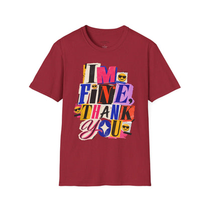 T-Shirt — "I'M FINE, THANK YOU" Retro Collage Graphic Tee