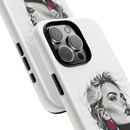 Phone Case — Chic Portrait with Pink Earrings (Stylish Protective Tough Case)