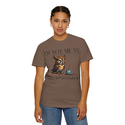 I'm Not Mean Owl T-Shirt — Funny Coffee Owl Tee for Coffee Lovers