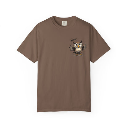 Witty Owl Graphic Tee — "Whooo?" Cute Cartoon Owl T-Shirt