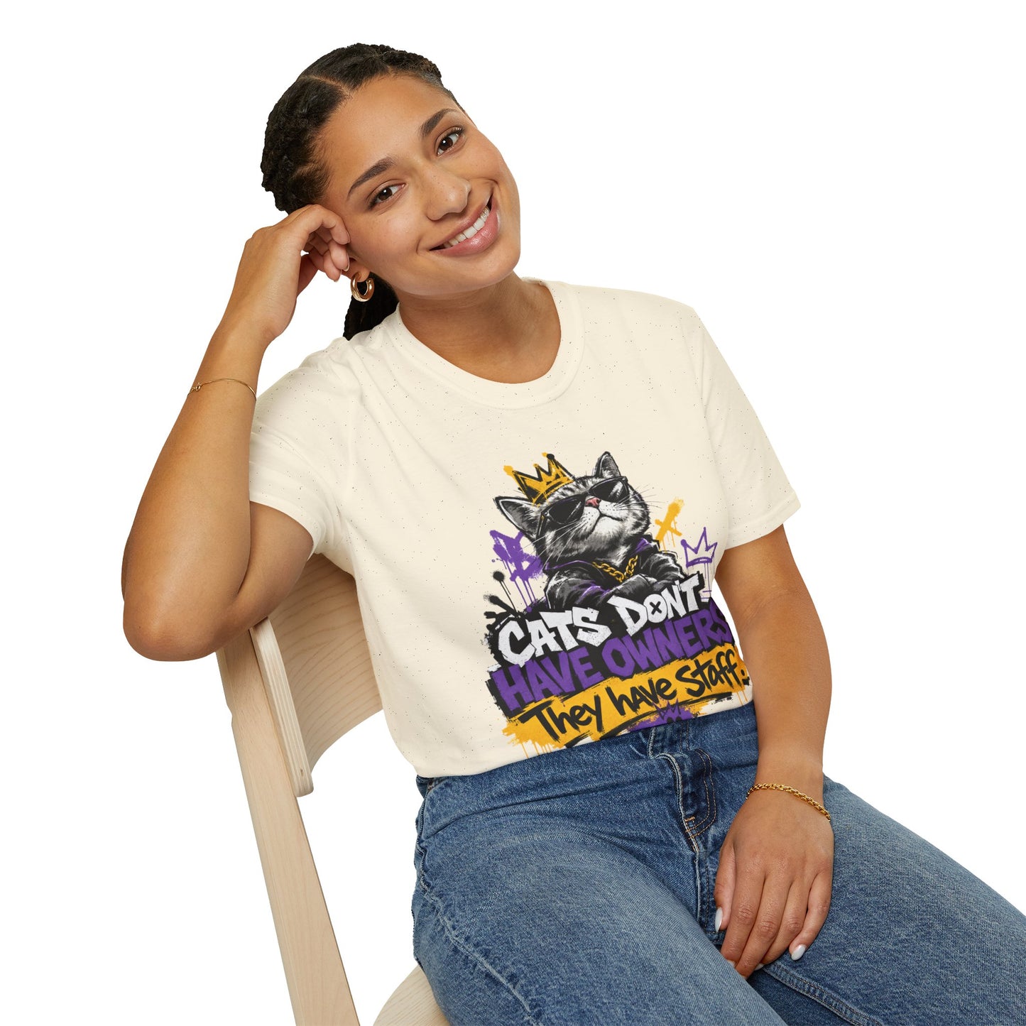 Cat Graphic Tee — "Cats Don't Have Owners They Have Staff"