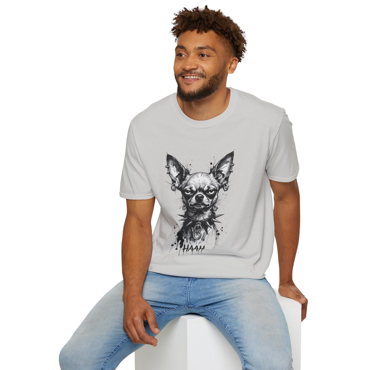 Chihuahua Portrait T‑Shirt — Expressive Black & White Dog Art Tee