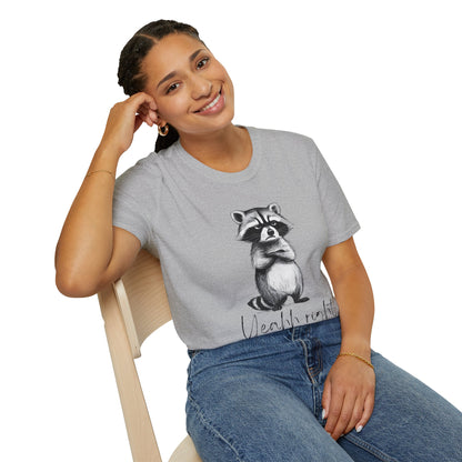 Raccoon Illustration T-Shirt — 'Yeah, right...' Cute Sarcastic Graphic Tee