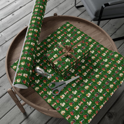 Christmas Dog Pattern Gift Wrap Paper – Green Holiday Puppy Wrapping Sheets
