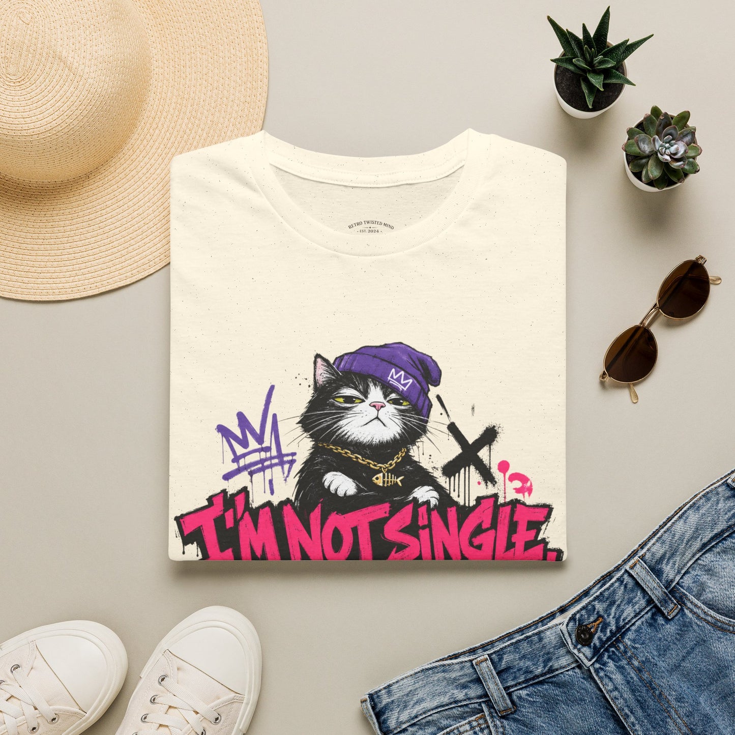 T‑Shirt — “I’m Not Single: I’m in a Toxic Relationship with a Cat” Graphic Tee
