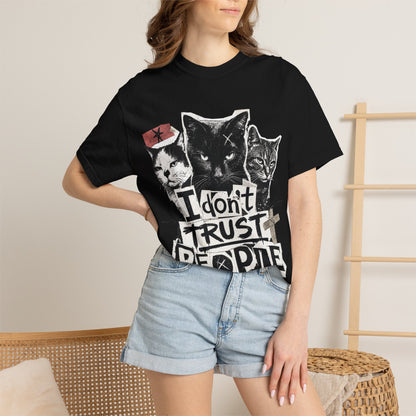 I Don’t Trust People Cat T-Shirt — Grunge Graphic Tee for Cat Lovers
