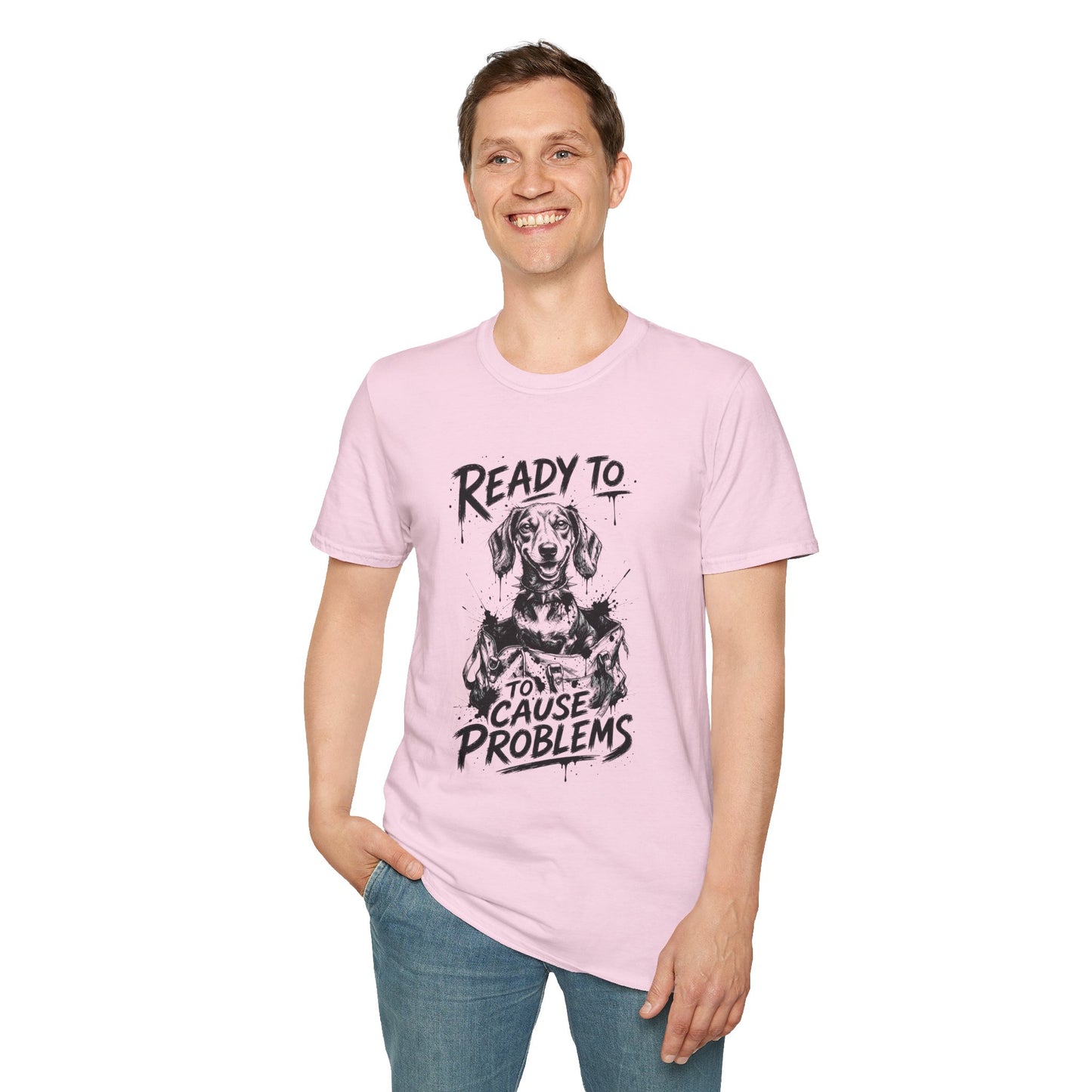 Ready To Cause Problems Dog T-Shirt — Funny Dachshund Graphic Tee