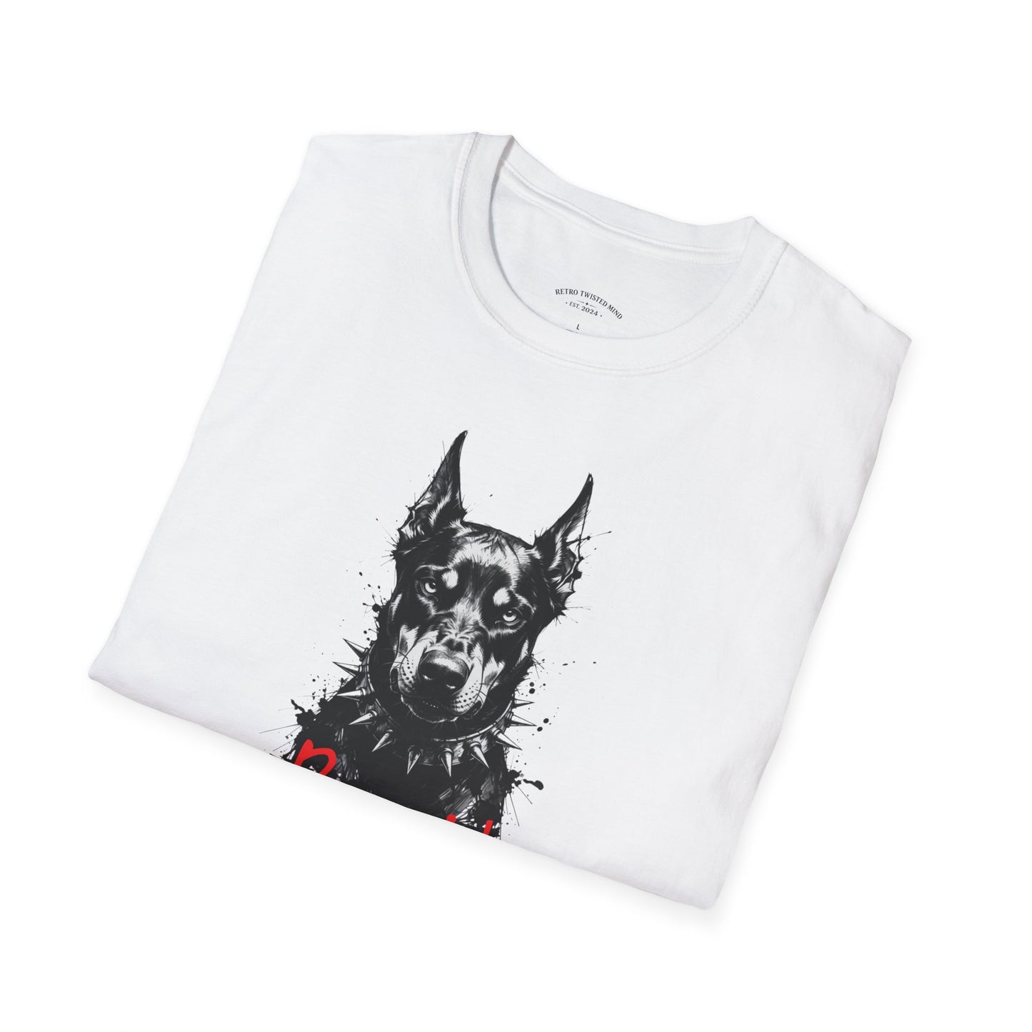 Doberman Portrait T-Shirt — "Warm Amour" Graphic Tee for Dog Lovers