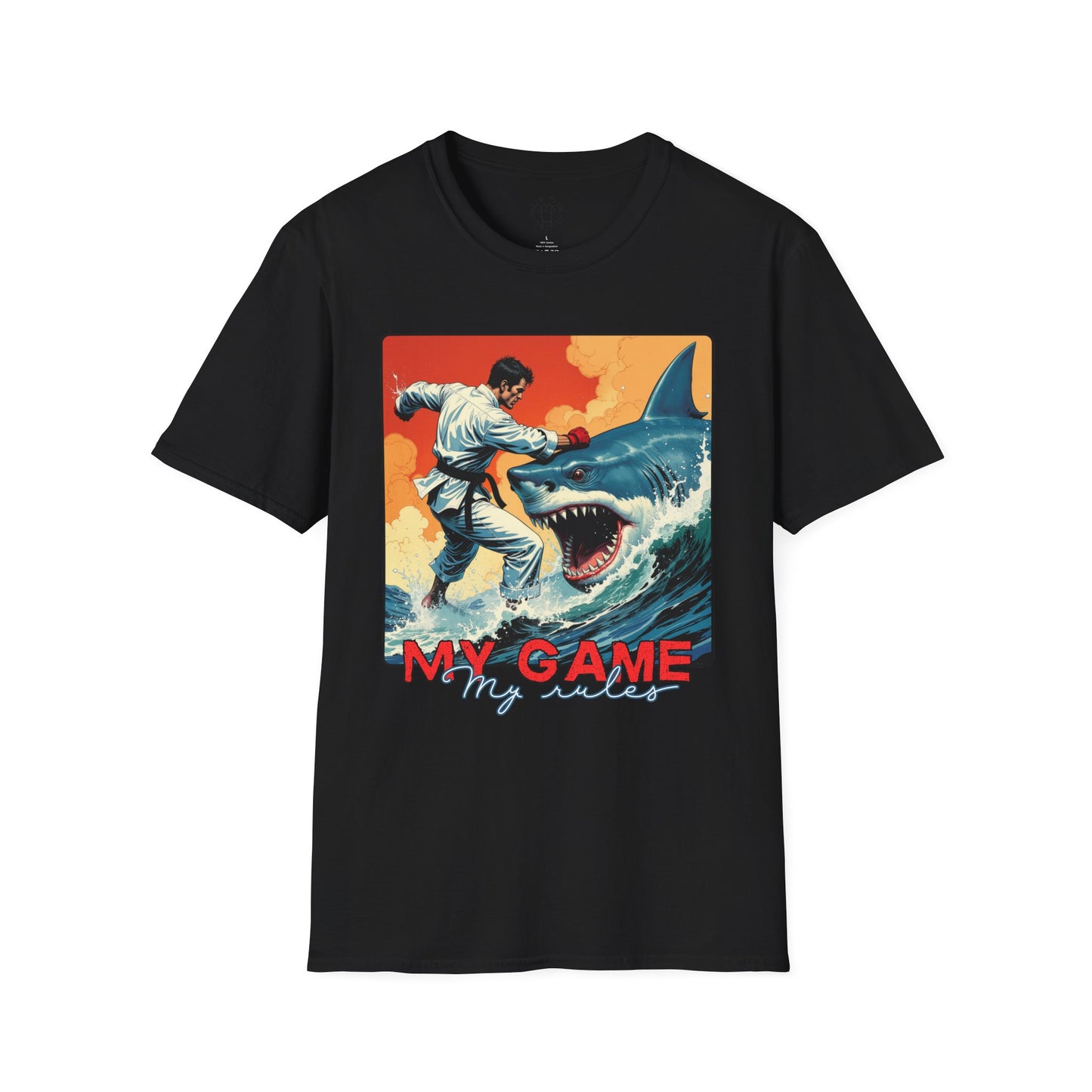 My Game Unisex Softstyle T-Shirt - Retro Shark Design Tee for Adventure Lovers, karate,sport