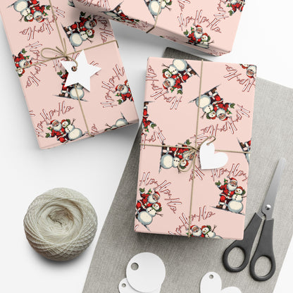 Gift Wrap Paper — Pink Snowman Pattern Holiday Wrapping Paper
