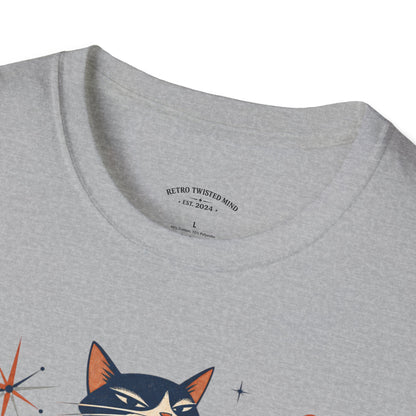 Cat Was Here First T-Shirt — Retro Mid-Century Kitty "You’re Just Visiting" Tee