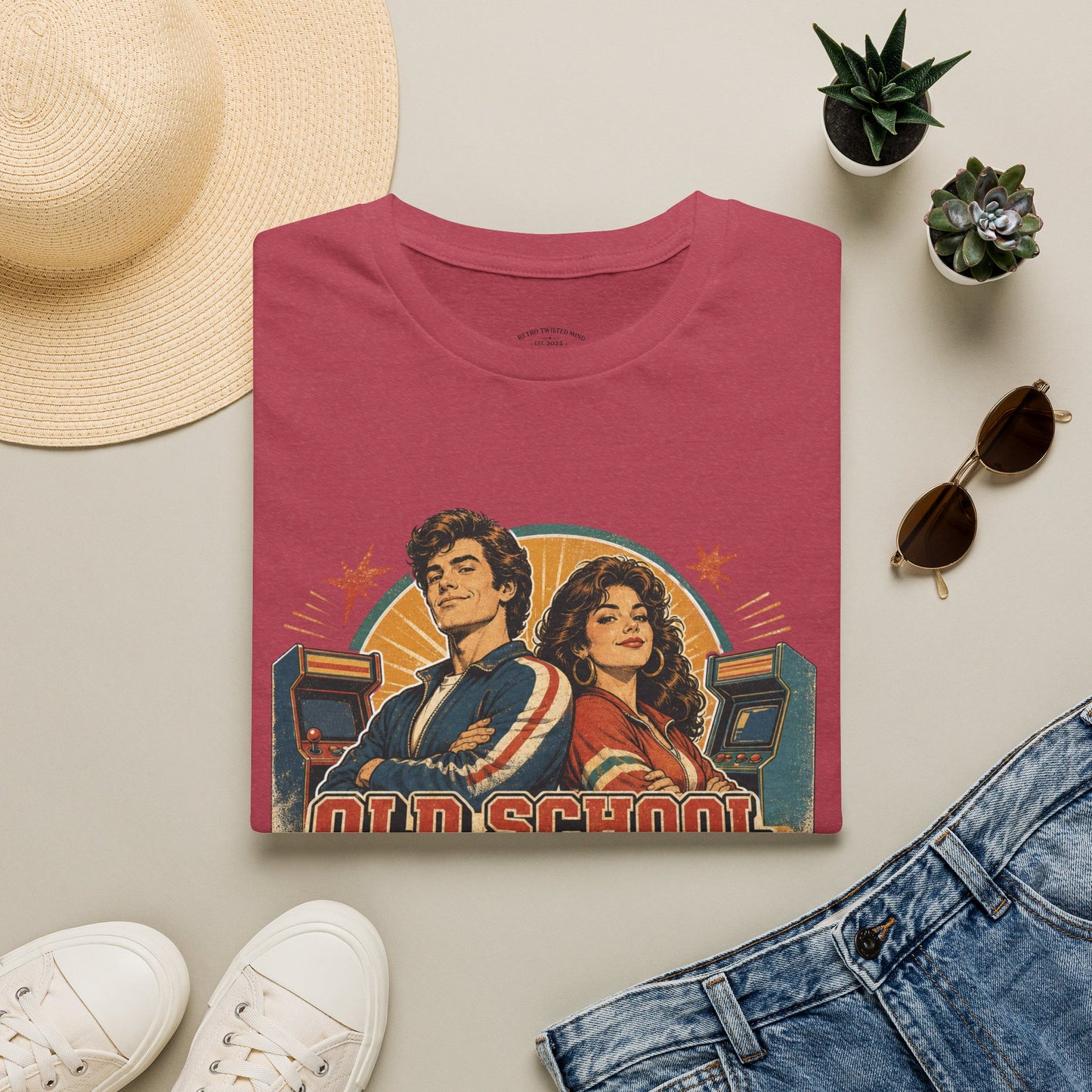 T-Shirt — Retro 'Old School' Arcade Couple Vintage Gamer Tee
