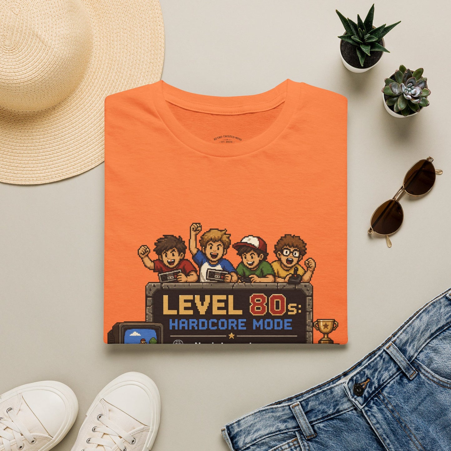 80s Level Up T-Shirt — 'Level 80s: Hardcore Mode' Retro Gaming Tee