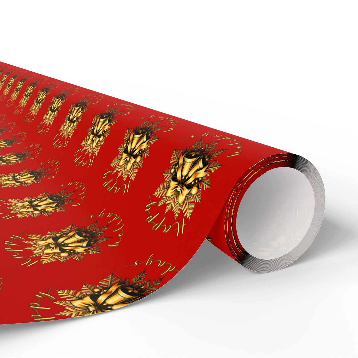Christmas Wrapping Paper – Red with Gold Pinecone Pattern