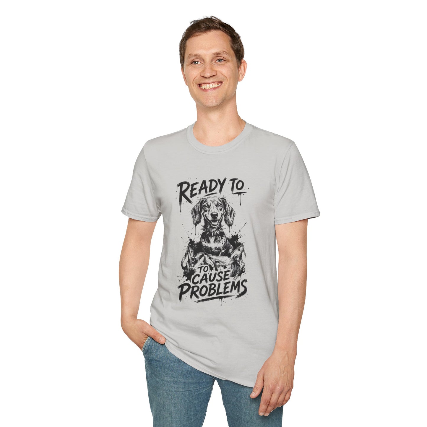 Ready To Cause Problems Dog T-Shirt — Funny Dachshund Graphic Tee