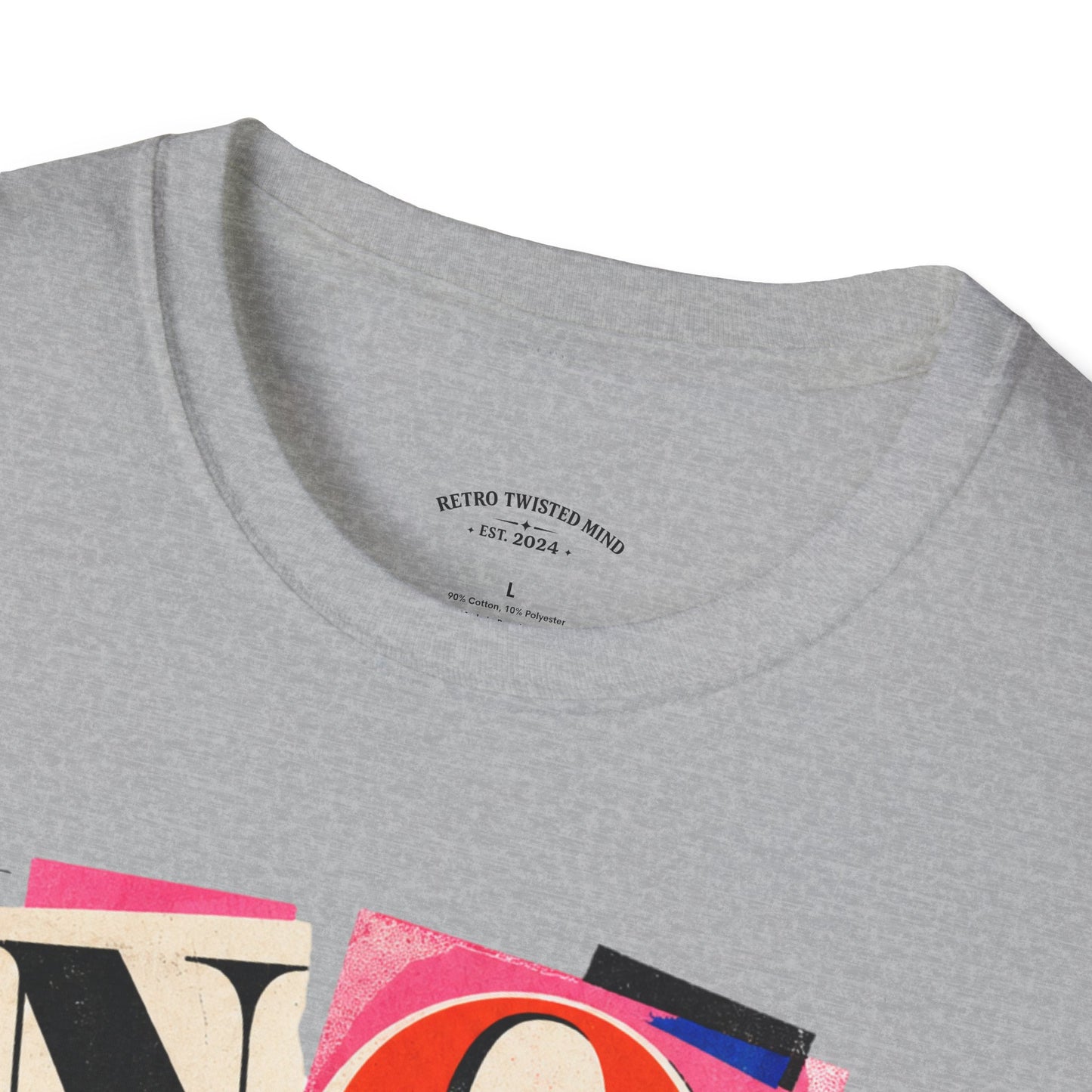 No, Thank You Graphic Tee — Colorful Bold Lettering T‑Shirt