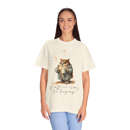 Coffee is My Love Language Cat T-Shirt — Cozy Cute Coffee Graphic Tee
