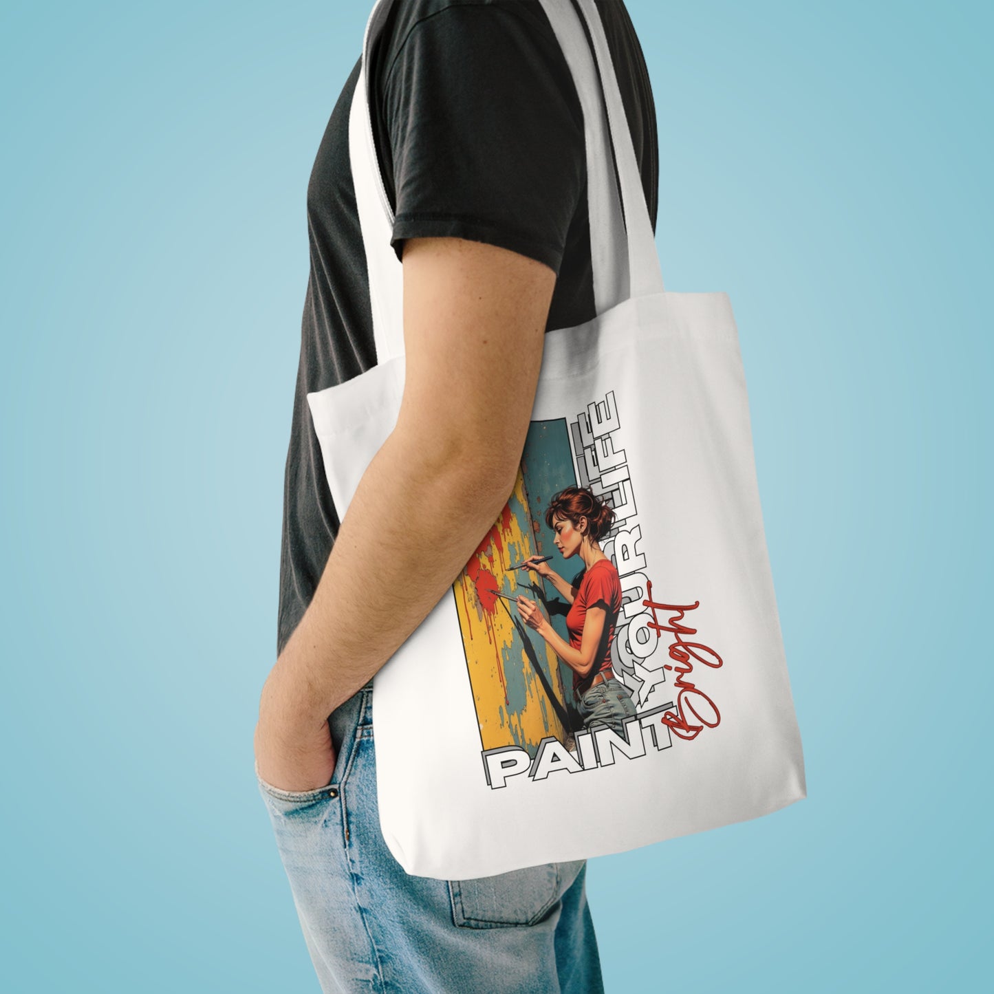 Creative Cotton Tote Bag - "Paint Your Life Bright" Design,