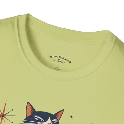 Cat Was Here First T-Shirt — Retro Mid-Century Kitty "You’re Just Visiting" Tee