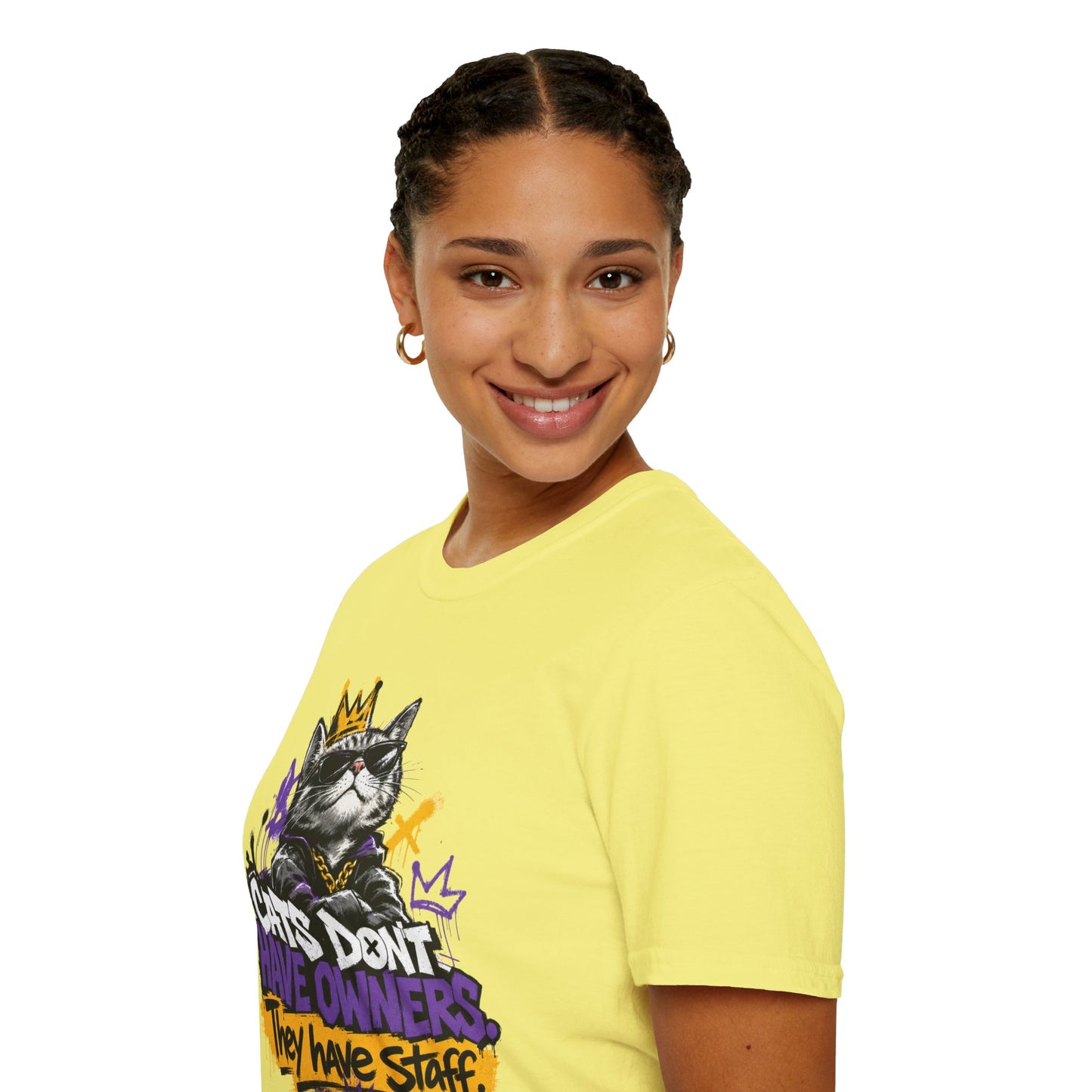 Cat Graphic Tee — "Cats Don't Have Owners They Have Staff"