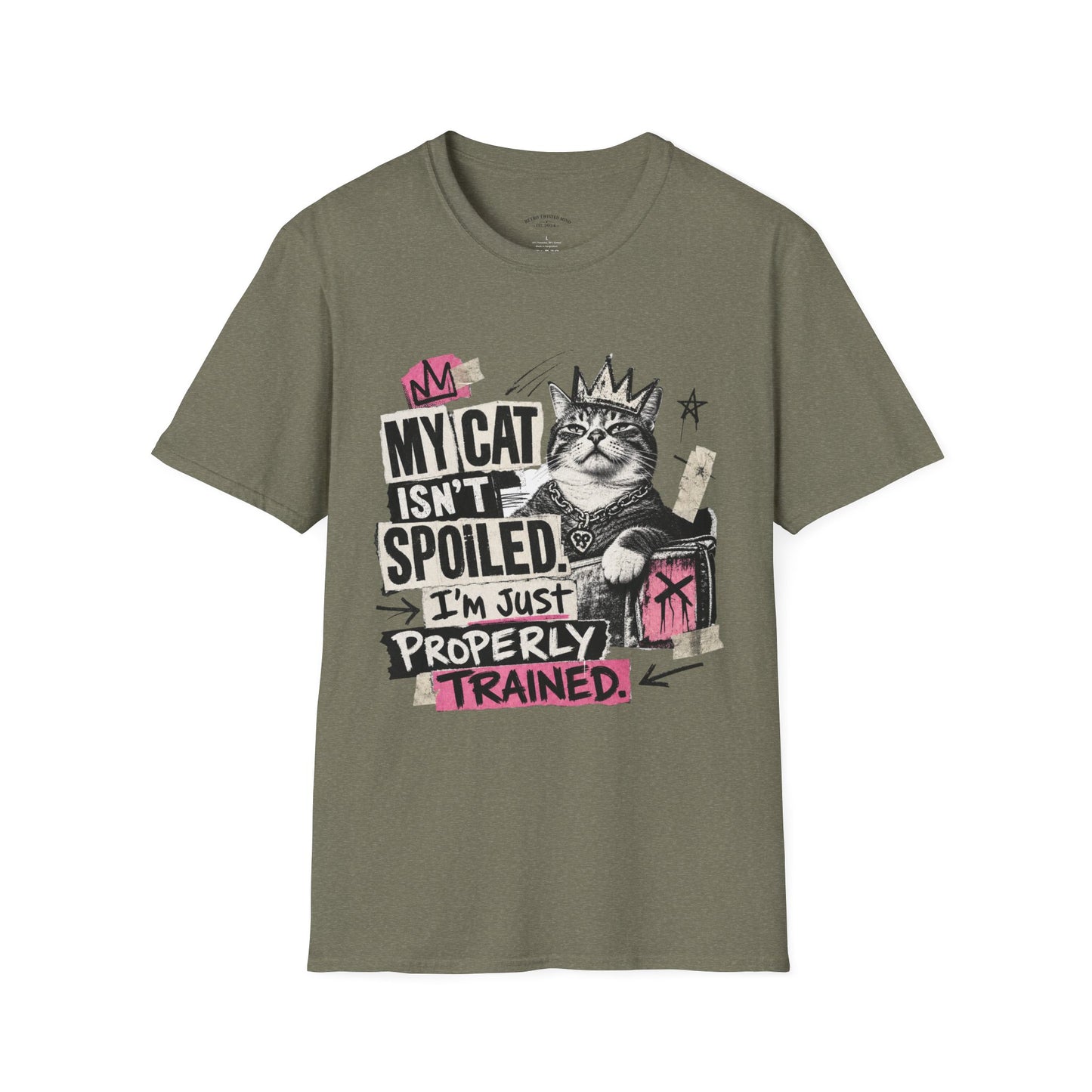 Cat T-Shirt — “My Cat Isn’t Spoiled, I’m Just Properly Trained” Graphic Tee