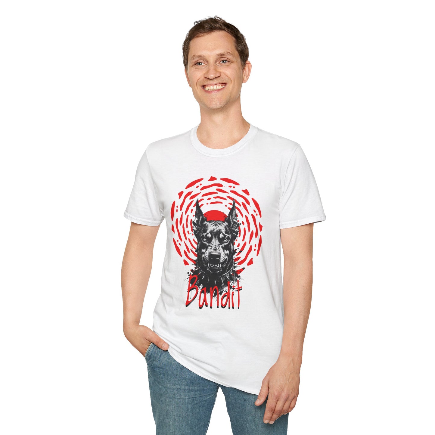 Doberman Graphic T-Shirt — Red Halo 'Bandit' Design