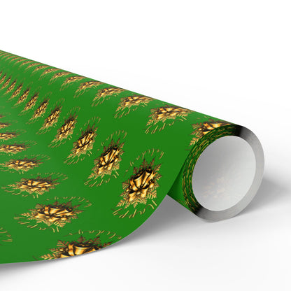 Wrapping Paper — Green Poinsettia Pattern Holiday Gift Wrap