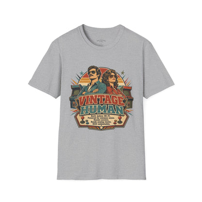 Vintage Human T-Shirt — Retro 70s Duo Graphic Tee
