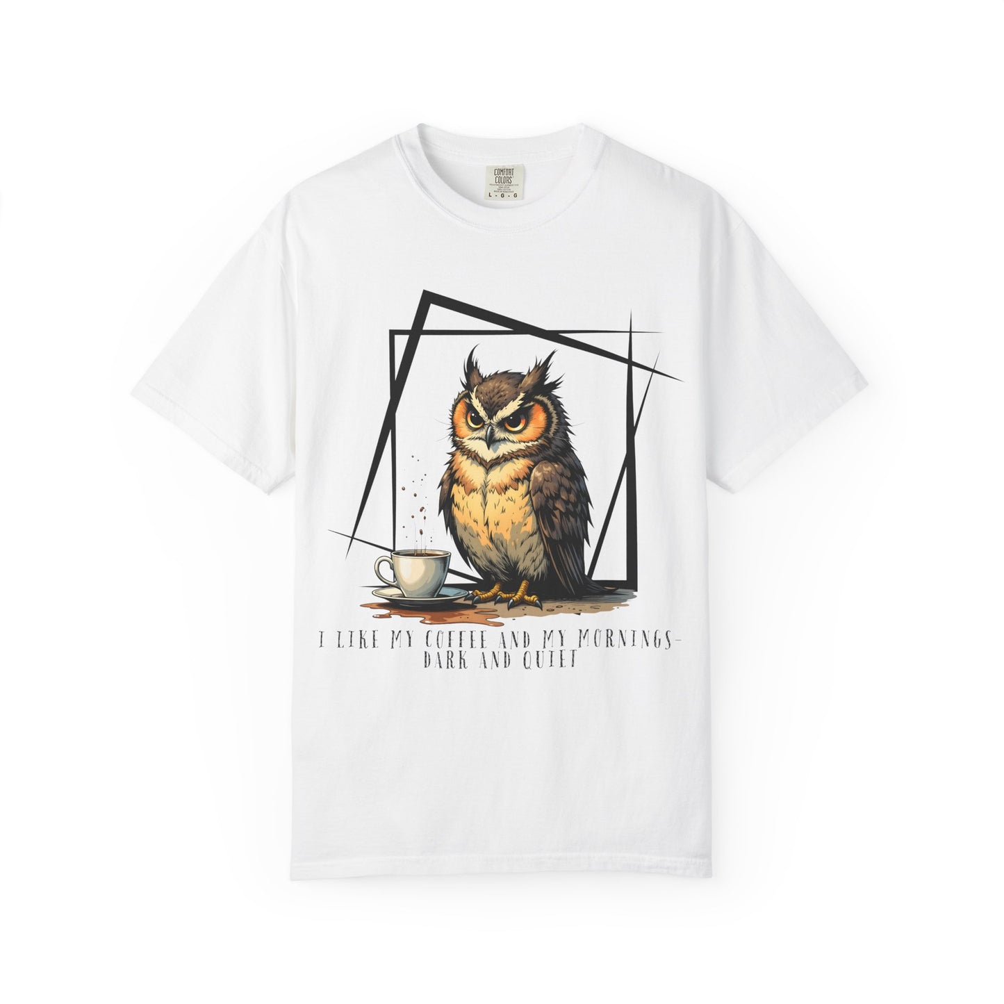 Owl & Coffee Graphic T-Shirt — 'A Day to Coffee and Contemplate'