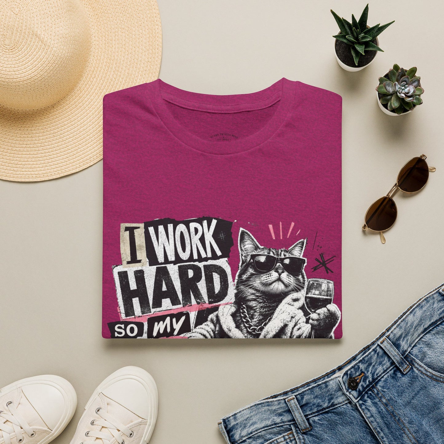 Cat Graphic T-Shirt — "I Work Hard So My Cat Can Live the Lifestyle I Deserve"