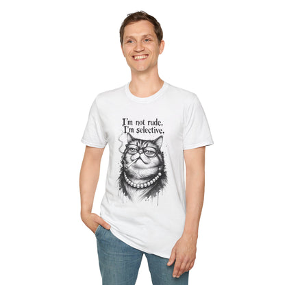 Cat Graphic T‑Shirt — "I'm Not Rude, I'm Selective" Funny Cat Tee