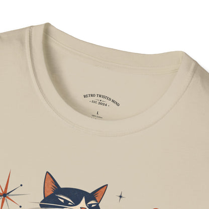 Cat Was Here First T-Shirt — Retro Mid-Century Kitty "You’re Just Visiting" Tee