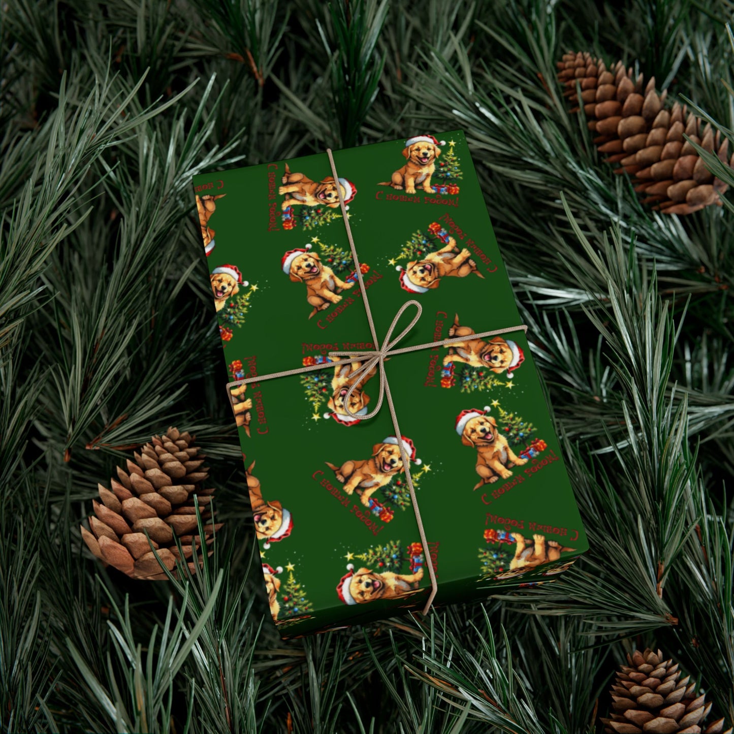 Gift Wrap Paper — Festive Gingerbread Dog Pattern (Holiday Wrapping)
