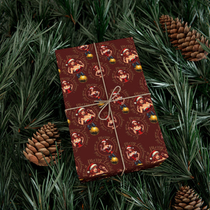 Wrapping Paper — Vintage Pinup red hair girl & Ornaments Christmas Gift Wrap