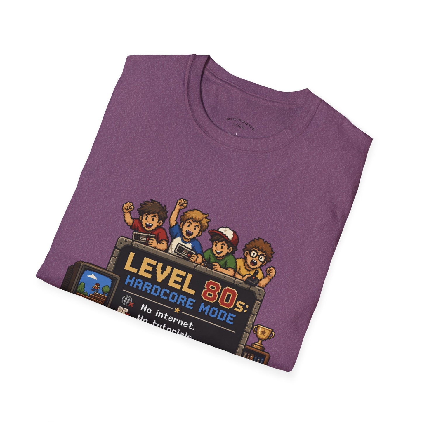 80s Level Up T-Shirt — 'Level 80s: Hardcore Mode' Retro Gaming Tee
