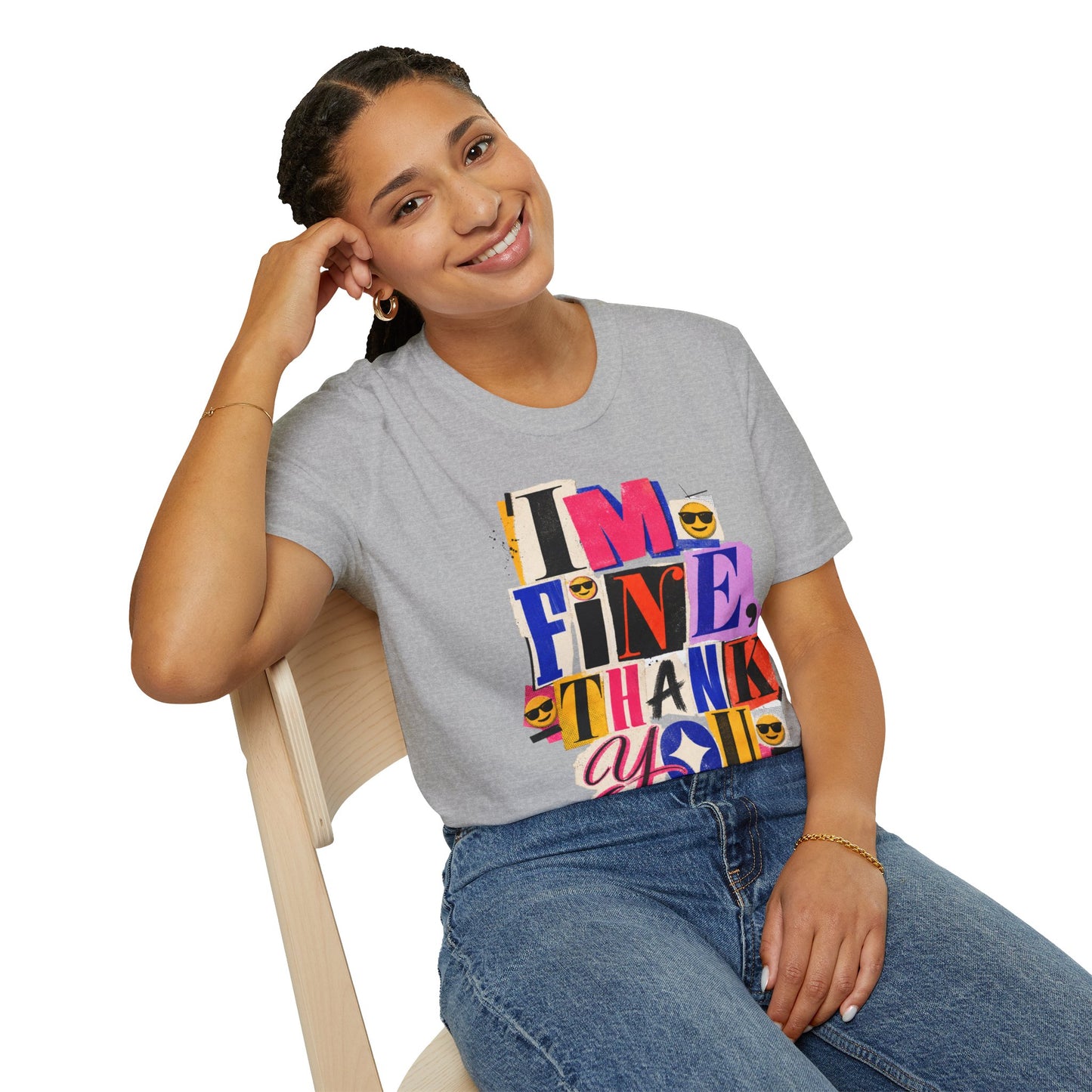 T-Shirt — "I'M FINE, THANK YOU" Retro Collage Graphic Tee