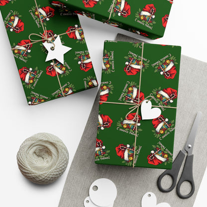 Christmas Santa Gift Wrap Paper — Festive Green Holiday Wrapping Sheets