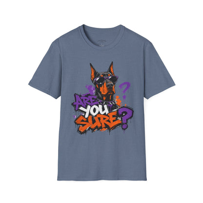 Doberman Graffiti T-Shirt — "You Sure?" Street Art Dog Tee