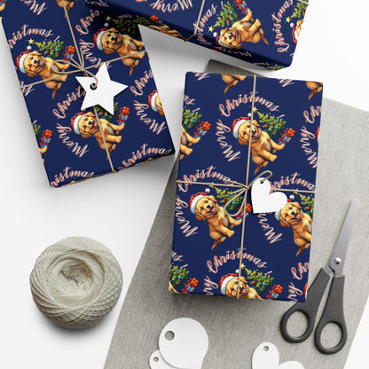 Wrapping Paper — Cute Golden Retriever Christmas Gift Wrap