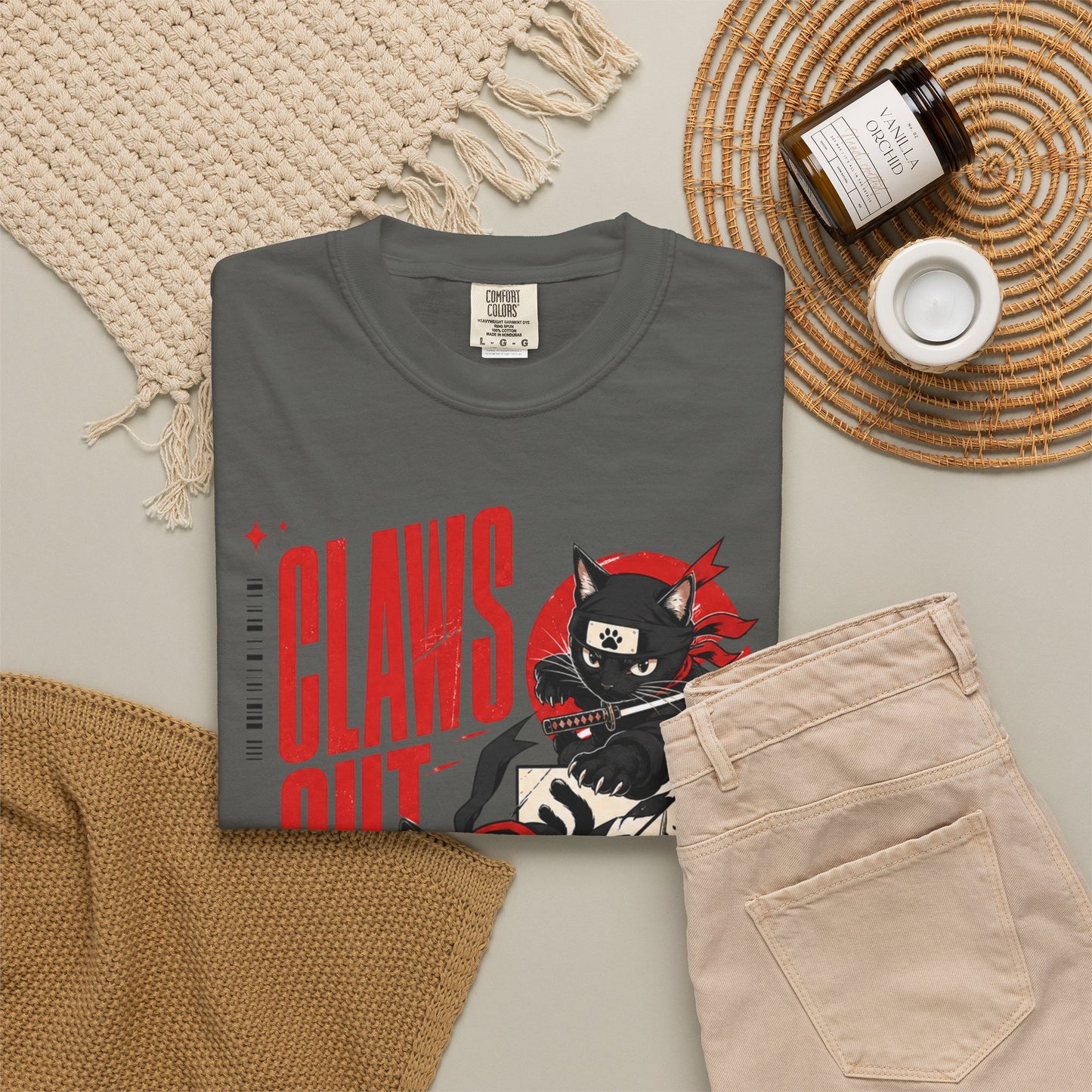 Claws Out Cat Graphic T-Shirt — Retro Ninja Kitties Tee